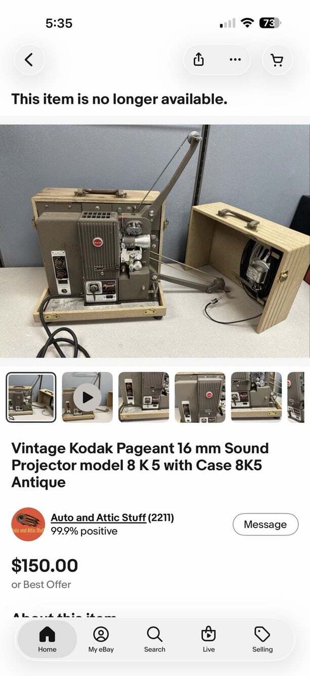 Vintage Kodak Pageant 16 mm Sound Projector model 8K5 with Case